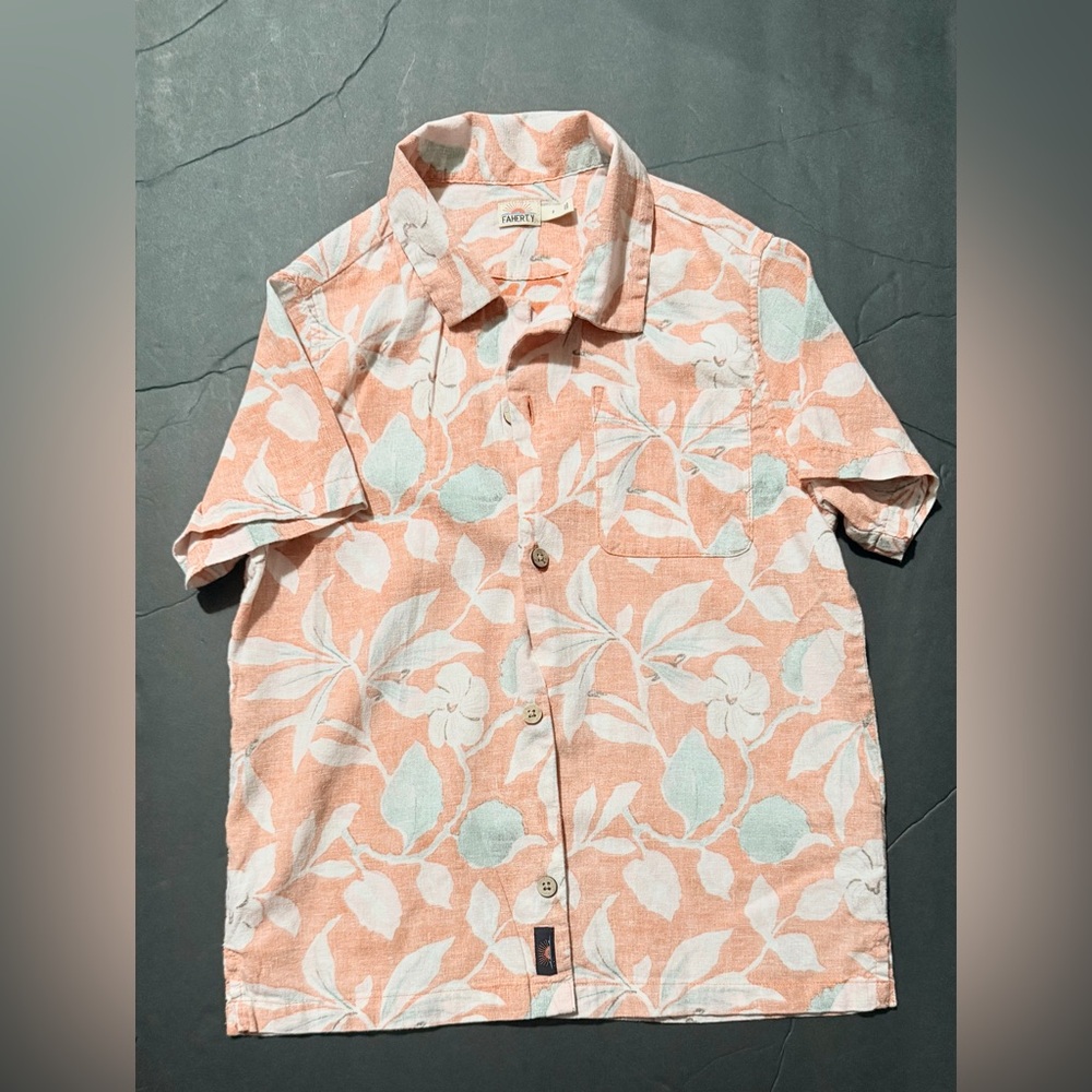 Faherty Kids Breeze Shirt "Coral Beach Flora"